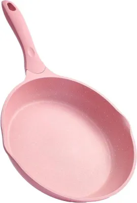 Immagine prodotto di Padella a induzione da 28 cm con rivestimento in granito e antiaderente - manico resistente al calore - Rosa