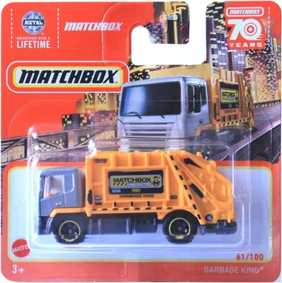 Immagine prodotto di Matchbox 2023 - Modello di autocarro della spazzatura Garbage King arancione 2022 61/100