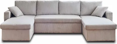 Image de Best Mobilier Cyrus - canapé panoramique en U - 7 places - convertible avec coffre - en velours côtelé , Beige