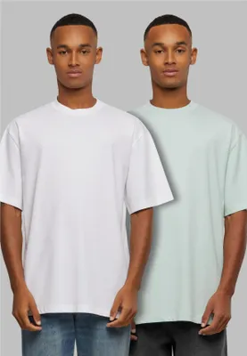 Image de Urban Classics TB006A | Tall Tee 2-Pack T-shirt Homme - Couleur : frostmint+white - Taille : S