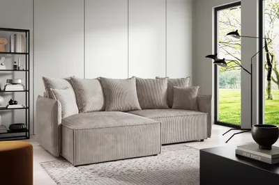 Produktbild von Ecksofa Schlafsofa Sofa MINEA in Stoff Poso Beige Ottomane Links
