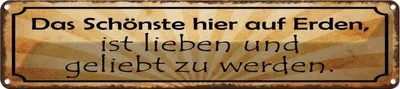 Produktbild von vianmo Blechschild 10x46 cm Schönste lieben geliebt werden Spruch Zitat