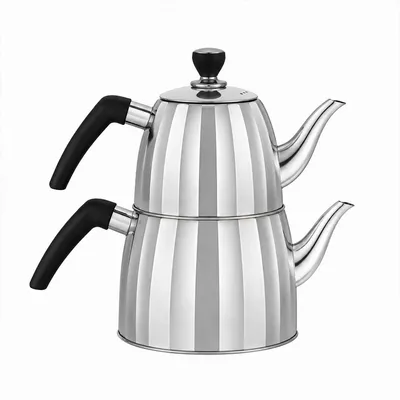 Produktbild von Teekannen Set Edelstahl Induktion 1,0L + 2,5L Türkischer Teekocher mit Edelstahlfilter - Geeignet für alle Herdarten - VL-AA11G