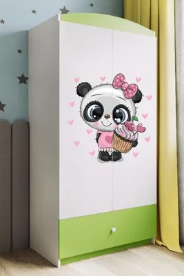 Immagine prodotto di Armadio per bambini Babydreams Armadio ad ante battenti Armadio Panda Verde