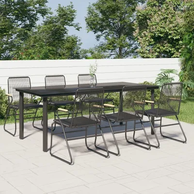 Produktbild von Maison Exclusive - 7-tlg. Garten-Essgruppe Schwarz PVC-Rattan