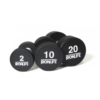 Zdjęcie produktu dla Zestaw jednoręcznych hantli uretanowych IRONLIFE 2-20 kg