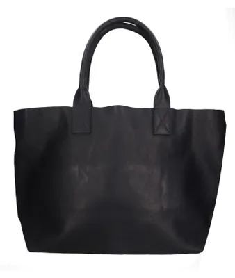 Obrázok produktu pre Čierna kožená kabelka Borsa Shopper, s koženými rúčkami, magnetickým zapínaním, vyrobená v Taliansku