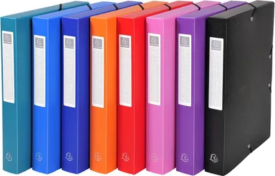Image de Boîte d'archives Exabox en PP 700µ dos 40mm opaque, DIN A4 couleurs assorties