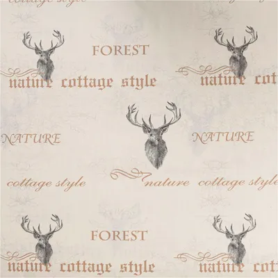 Produktbild von Vorhangstoff Meterware Dekostoff Forest Hirsch beige grau 160cm