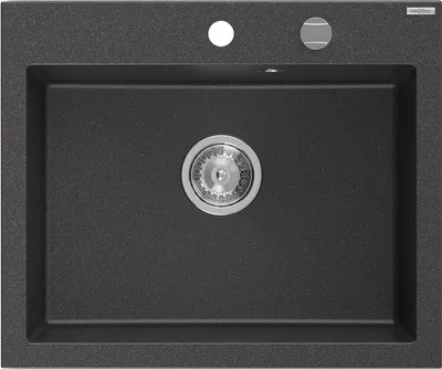 Produktbild von Mexen Elix Granitspüle 1-beckig 600 x 500 mm, schwarz gesprenkelt, Siphon Chrom - 6525601005-76