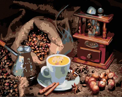 Produktbild von Zuty - Malen nach Zahlen - TASSE KAFFEE UND KAFFEEBOHNEN, 40x50 cm, ohne Keilrahmen