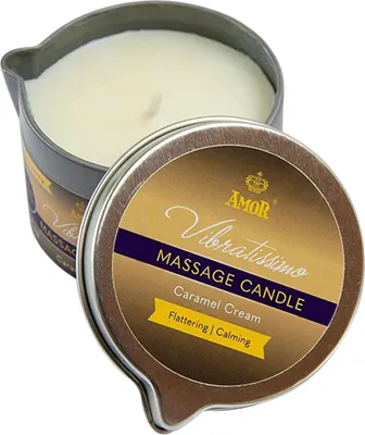 Produktbild von Vibratissimo Massagekerze Caramel Cream 100 ml | Kerze mit Karamell Duft | Kerze Entspannung | aus Natürlichen Rohstoffen & mit Kokosöl | Für empfindliche Haut geeignet