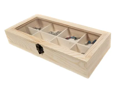 Produktbild von Aufbewahrung Box Schmuckkästchen Sammelkasten mit 8 Fächern Deckel Holz