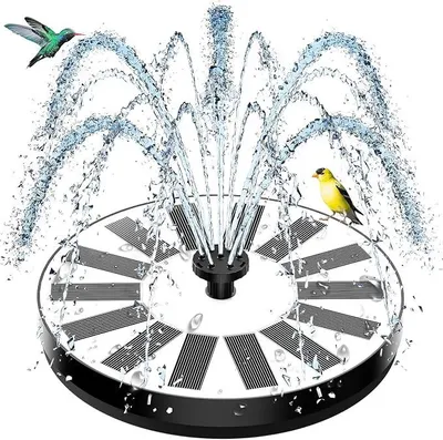 Produktbild von PolkaHome® Solarbrunnen für draußen, klein, Teichpumpe mit 7 Sprühdüsen und 4 festen Rohren, schwimmende Solarpumpe für Gartenteich,