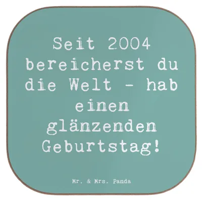 Produktbild von Mr. & Mrs. Panda Tassen Untersetzer Spruch 2004 Geburtstag - Meeresbrise - Geschenk, Geburtstagsgeschenk, wertvoll, Gläser, Happy Birthday, Tischuntersetzer, für, Coaster