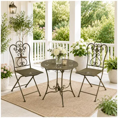 Produktbild von Tischgruppe Lily Braun 2-Sitzer 75 cm hoch zusammenklappbar