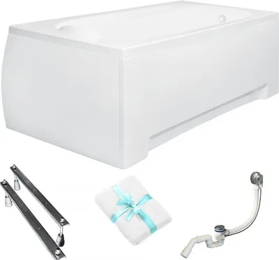 Produktbild von Aqua For You | Besco Badewanne - 140x70cm - Antibakterielle Beschichtung - Weiße Verkleidung - Siphon Und Füße