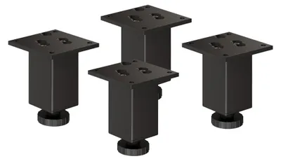 Produktbild von 4er Set sossai Höhenverstellbare Aluminium Möbelfüße 100mm in Schwarz Schrankfüße Sockelfüße