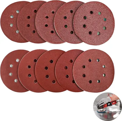 Produktbild von Schleifpapier 125mm Klett (60 Stück) für Trockenbau & Exzenterschleifer Schleifscheiben Set 8-Loch Körnung P40-P150