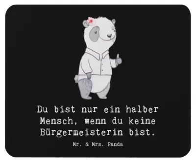 Produktbild von Mr. & Mrs. Panda Mousepad Bürgermeisterin Herz - Schwarz - Geschenk, Wahlen, Mauspad, Bürgermeisterwahl, Stadt, pc mausunterlage, mousematte, Rathaus, Mouse Pad, Spruch