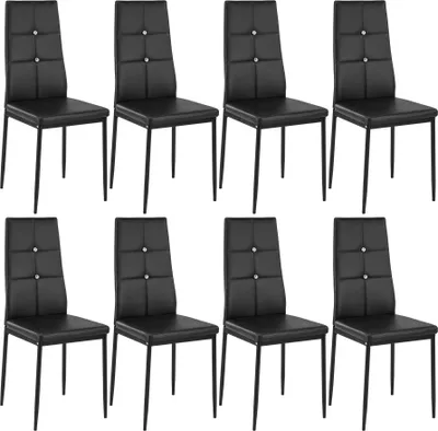 Image de Lot de chaises avec strass - noir, Lot de 8
