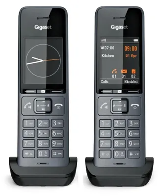 Produktbild von Gigaset Comfort 520HX Duo - 2 DECT-Mobilteile mit Ladeschale - Fritzbox-kompatiel, Schnurloses Telefon für Router & DECT-Basis, titan-schwarz [Kompatibel in DE, IT, FR, NL, BE, CHE, AUT] [Ohne Basis]