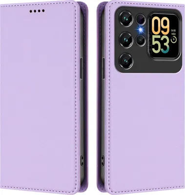 Produktbild von Handyhülle für Oukitel C62 / C62 Pro, Kunstleder Klapphülle Stoßfeste Magnetische Hülle mit Ständer Violett