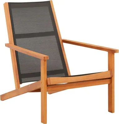 Image de Chaise de jardin Noir Bois d'eucalyptus solide et textilène