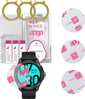 Produktbild von apgo 3 Stück Schutzglas, klar, kompatibel mit Mobvoi TicWatch Pro 5 Smartwatch, Hybrid 8H, Ersatz für Hartglas, Displayschutzglas, Bildschirmschutz, Displayschutz, kratzfest