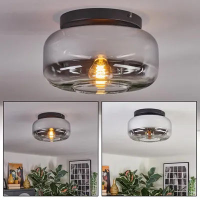Produktbild von Triest 1-flammige Deckenlampe aus Metall/Glas in Chrom/Rauchfarben/Klar