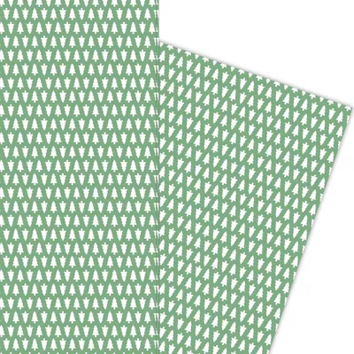 Produktbild von Zartes Weihnachtsbaum Geschenkpapier zu Weihnachten auf hellgrün - G5889, 32 x 48cm