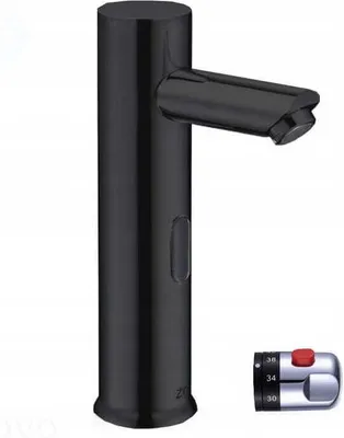 Image de Robinetterie à détection de mouvement, avec mitigeur thermostatique, 17,5 cm, noir, à piles, W123BL-MT
