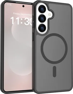 Image de Coque magnétique pour Samsung Galaxy S26+, compatible avec MagSafe, dos mat translucide, coque de protection antichoc, noir