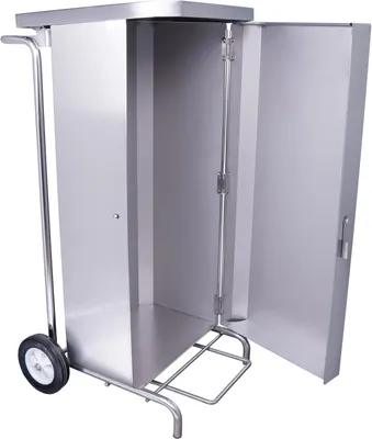 Image de Collecteur de déchets Saro MSH100 en acier inoxydable avec pédale et 2 roues pour 100-130 litres