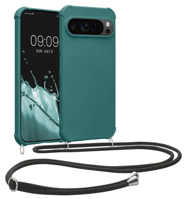 Produktbild von kwmobile Necklace Case kompatibel mit Google Pixel 9 / Pixel 9 Pro Hülle - Cover mit Kordel zum Umhängen - Silikon Schutzhülle Petrol