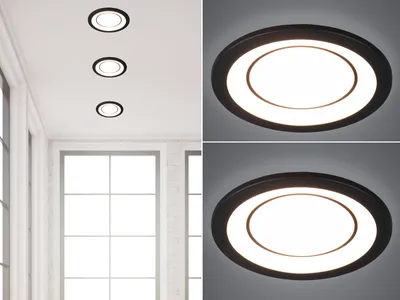 Produktbild von LED Decken Einbauleuchten Set Schwarz Einbaustrahler Ø 14,8cm Flurbeleuchtung