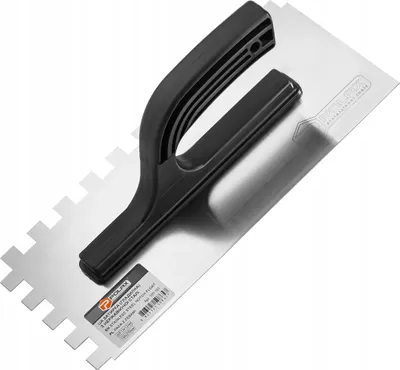Immagine prodotto di Spatola dentata Polax in acciaio inox 130×270 mm - dentatura 12×12 mm Spatola professionale per l'applicazione di adesivi