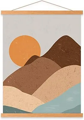 Produktbild von Benjia Magnetisch Posterschiene, Magnet Magnetische A3 30 x 40 Posterrahmen Holz Posterleiste Posterhänger für drucken Kunstwerk (30cm, Teakholz)