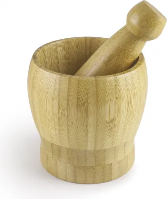 Image de Mortier et pilon Ibili-Salades, bambou, 10 x 11 cm, marron