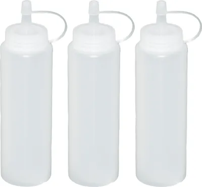 Produktbild von 3 Stück transparente Quetschflaschen 0,26 Liter Dosierflasche Spenderflasche Dressingflasche