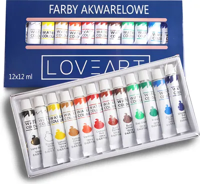 Zdjęcie produktu dla Farby akwarelowe LOVEART 12x12ml