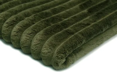 Obrázek produktu pro Pletenina Minky s pruhy, tmavě olivová 50 x 160 cm