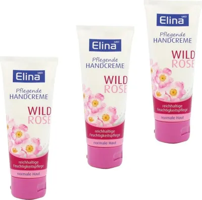 Produktbild von 3x 75 ml Elina Wild Rose Handcreme in Tube