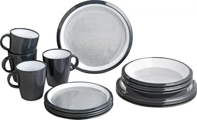 Image de vaisselle de camping 16 pièces en mélamine avec antidérapant