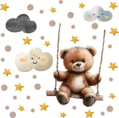 Produktbild von Dekorative beige Wandaufkleber für Babys, Jungen & Mädchen – Kinderbär