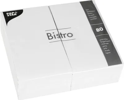 Produktbild von 80 Papstar Servietten, 2-lagig 1/6-Falz 40 cm x 32 cm weiss 11024