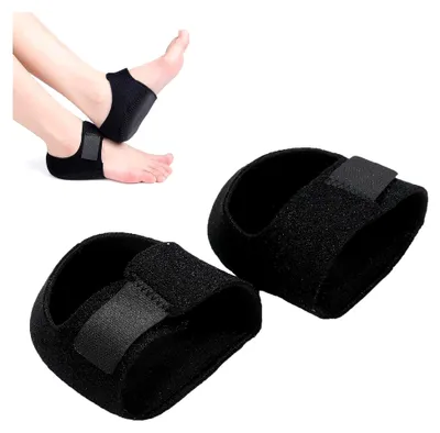 Produktbild von Fersensporn-Bandage für Plantarfasziitis - 2er Set, Schwarz, Gel-Fersenschalen zur Linderung von Fersenschmerzen und Druckentlastung