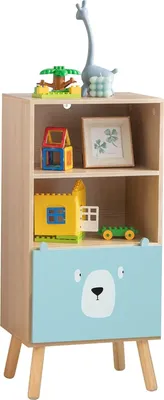 Produktbild von COSTWAY Bücherregal Kinder mit 3 Ebenen, Kinderregal Holz mit Schublade & 2 offenen Fächer, Spielzeugregal Aufbewahrungsregal für Kinderzimmer Spielzimmer, 40,5 x 29 x 85 cm