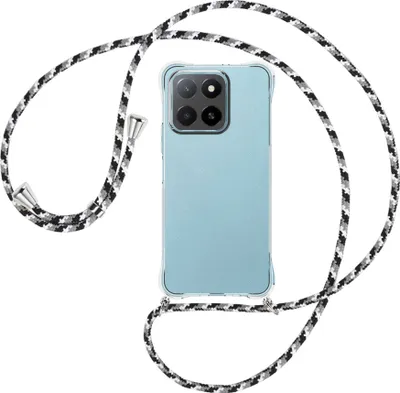 Produktbild von Handykette Backcover-Schutzhülle mit Band (Metall silberfarben) für Honor X5B 4G - schwarz/grau/weiß