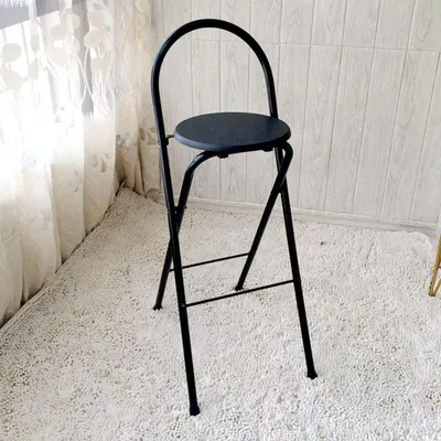 Produktbild von Klappbarer Barhocker 65 cm, Küchenhocker mit Rückenlehne, Schwarz